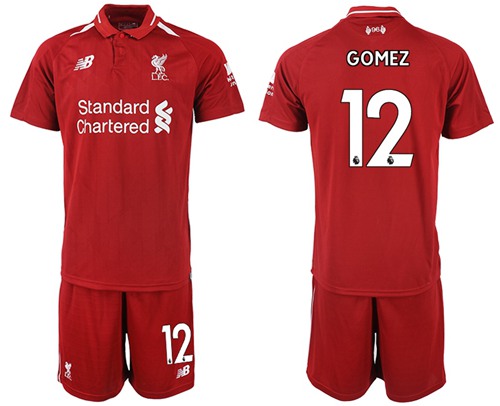 Liverpool #12 Gomez Red Home Soccer Club Jersey